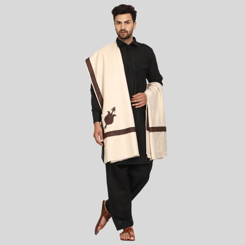 Men's Kashmiri Embroidered Wool Shawl